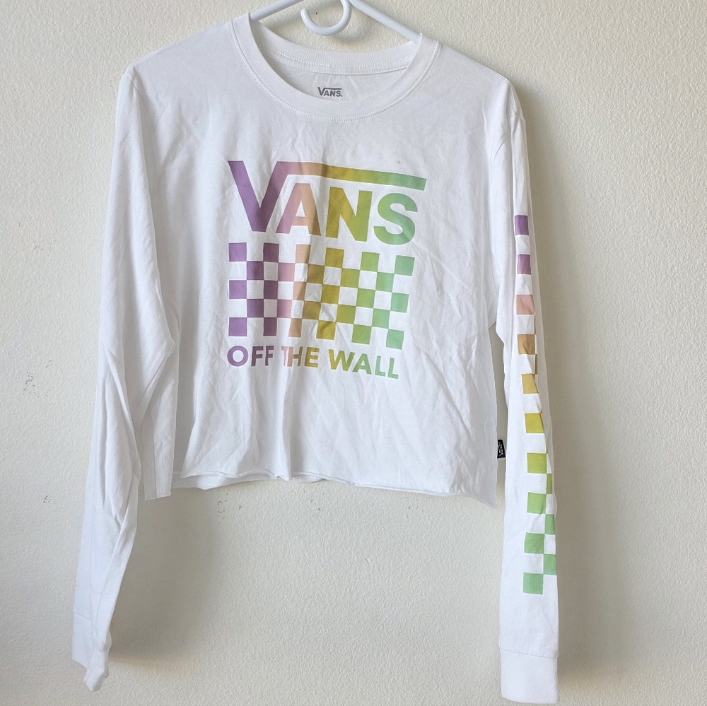 🚫SOLD🚫 Vans Off The Wall Rainbow Checker Long Sleeve Crop Tee